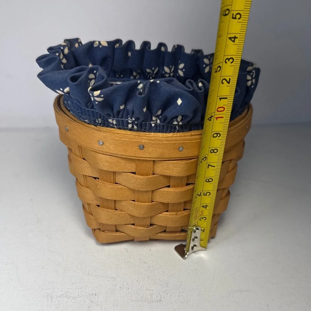 Longaberger Wall Basket 1988 Brown Navy Blue Excellent Handwoven Floral Liner